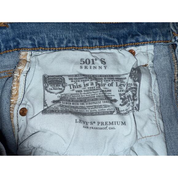 Levi's Premium 501 Skinny W 31 L 28 Fringed ankle - Picture 5 of 7